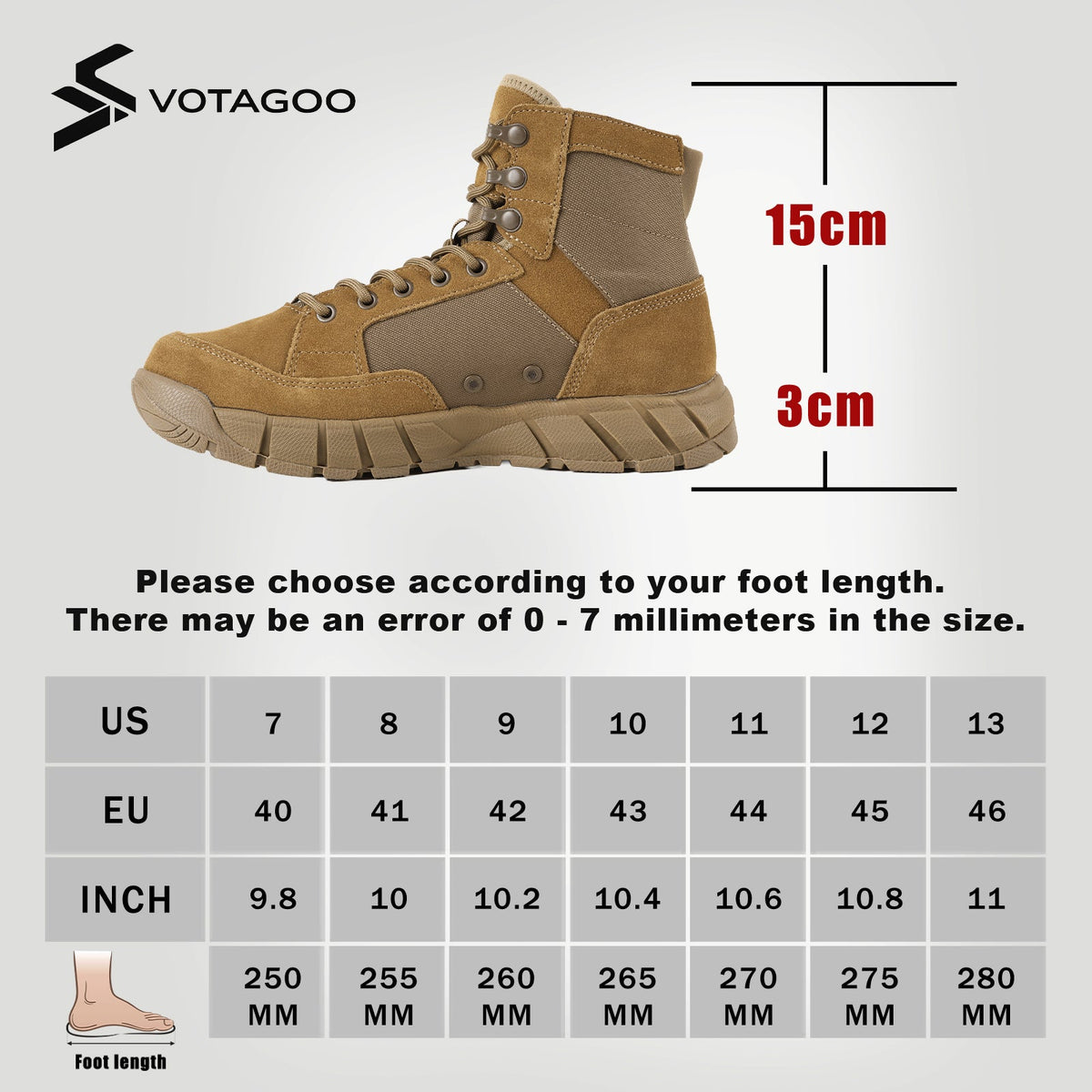 VOTAGOO® Men's Lightweight Military Tactical Boots
