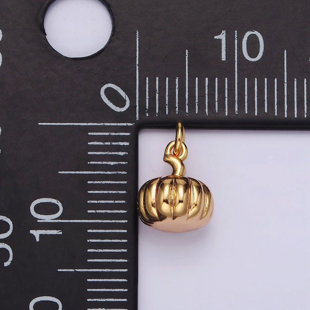 18K Gold Filled 9mm Pumpkin Fruit Puffed Add-On Charm | N-1760 W-481