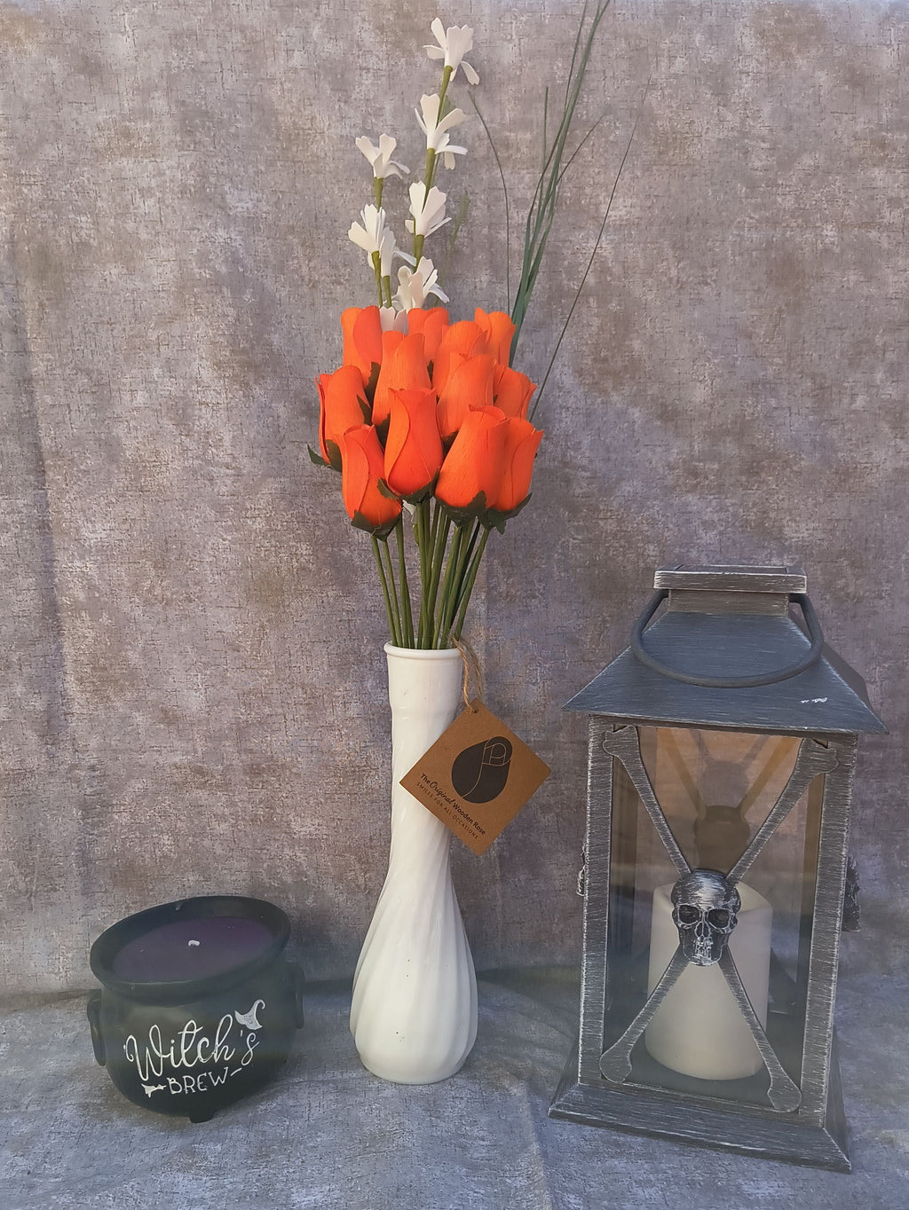 Halloween Wooden Rose Bouquet – All Orange