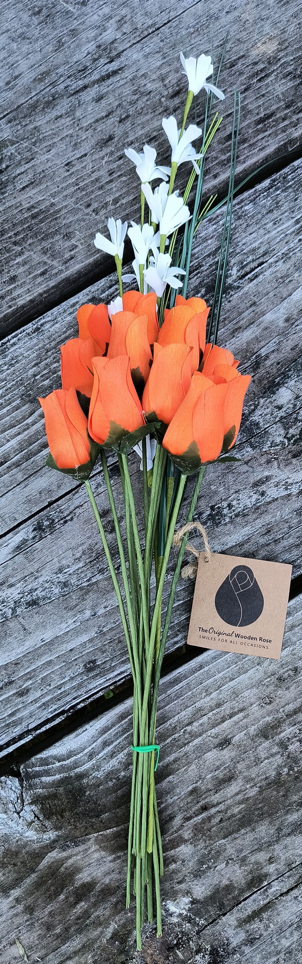 Halloween Wooden Rose Bouquet – All Orange