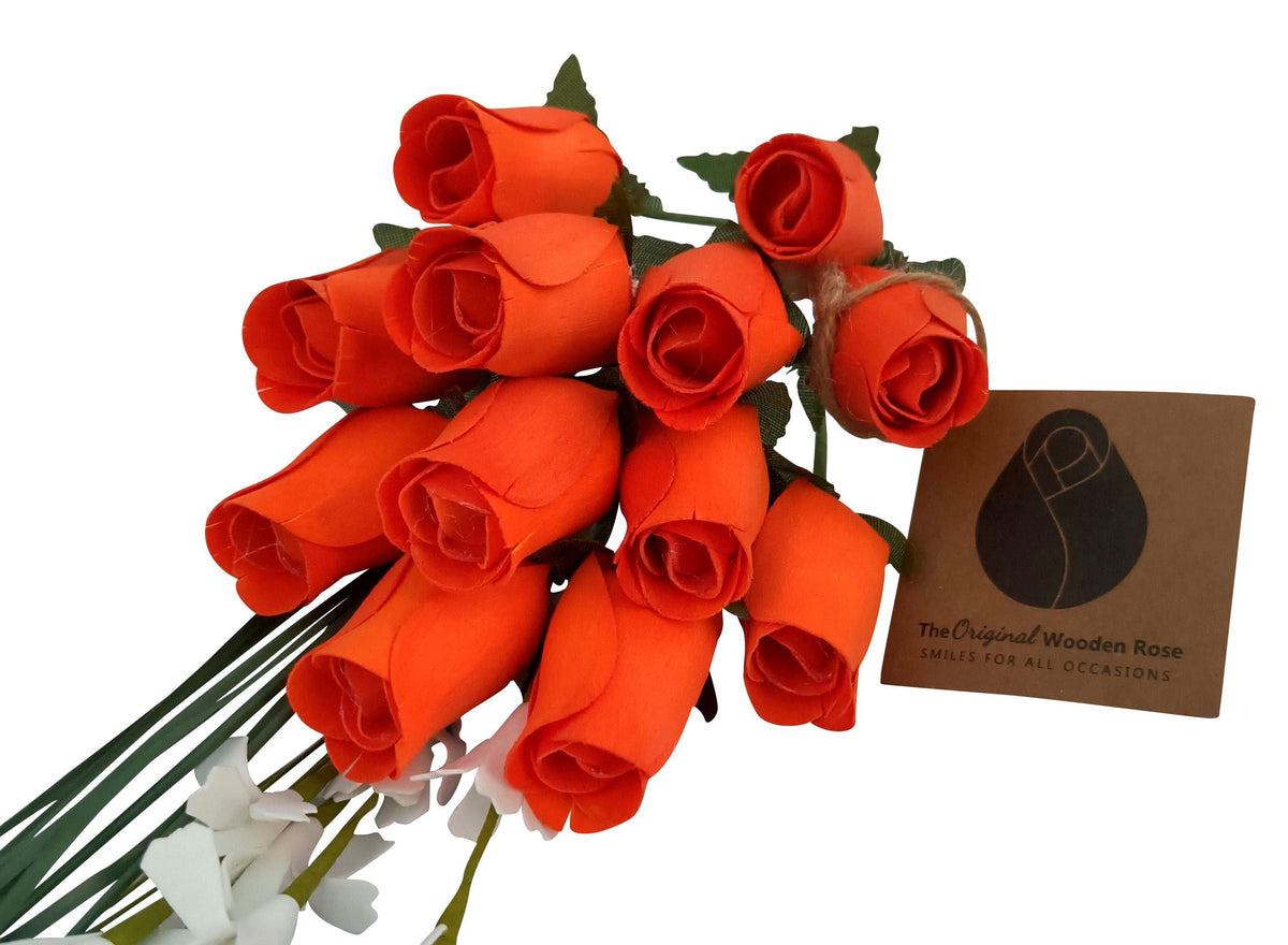 Halloween Wooden Rose Bouquet – All Orange