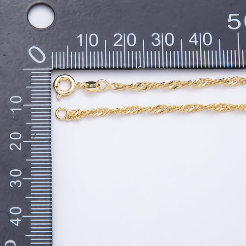 24K Gold Filled 2mm Minimalist Twist Singapore Chain 18 Inch Necklace | WA-00184