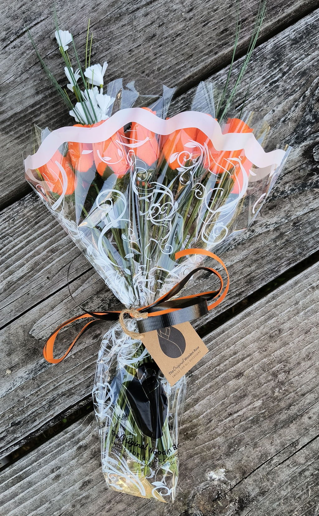 Halloween Wooden Rose Bouquet – All Orange