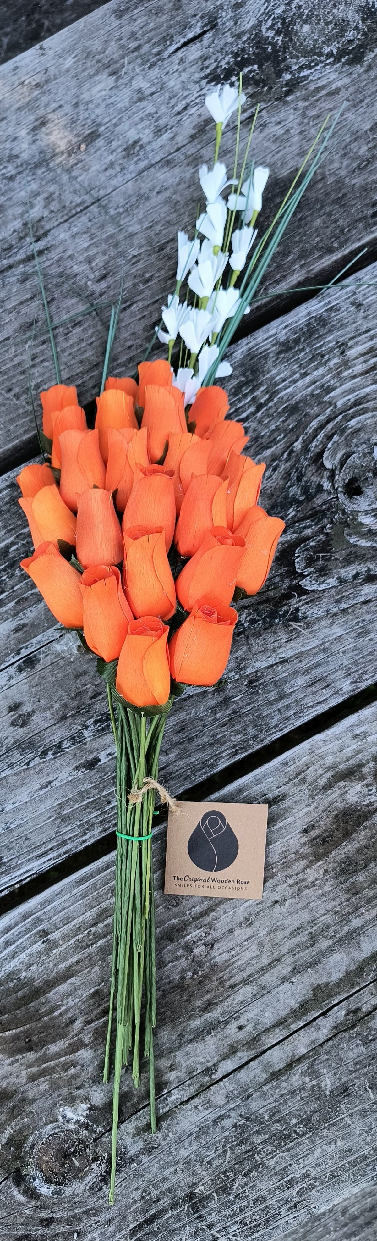 Halloween Wooden Rose Bouquet – All Orange