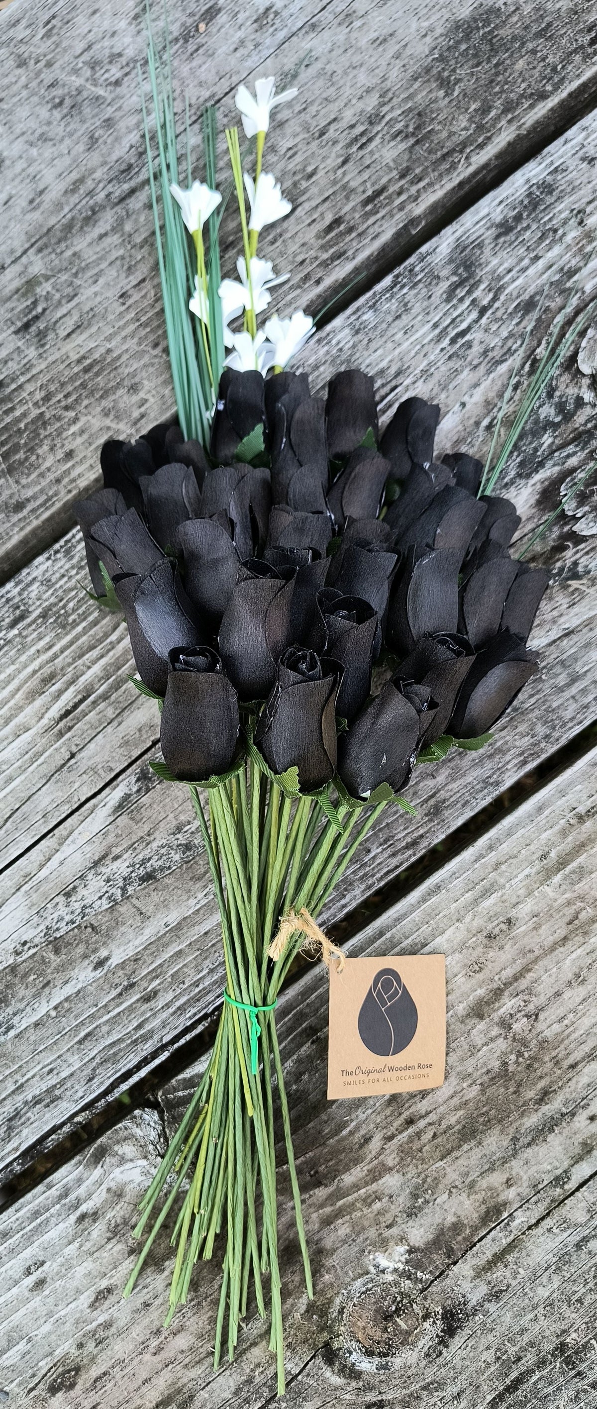 Halloween Wooden Rose Bouquet – All Black