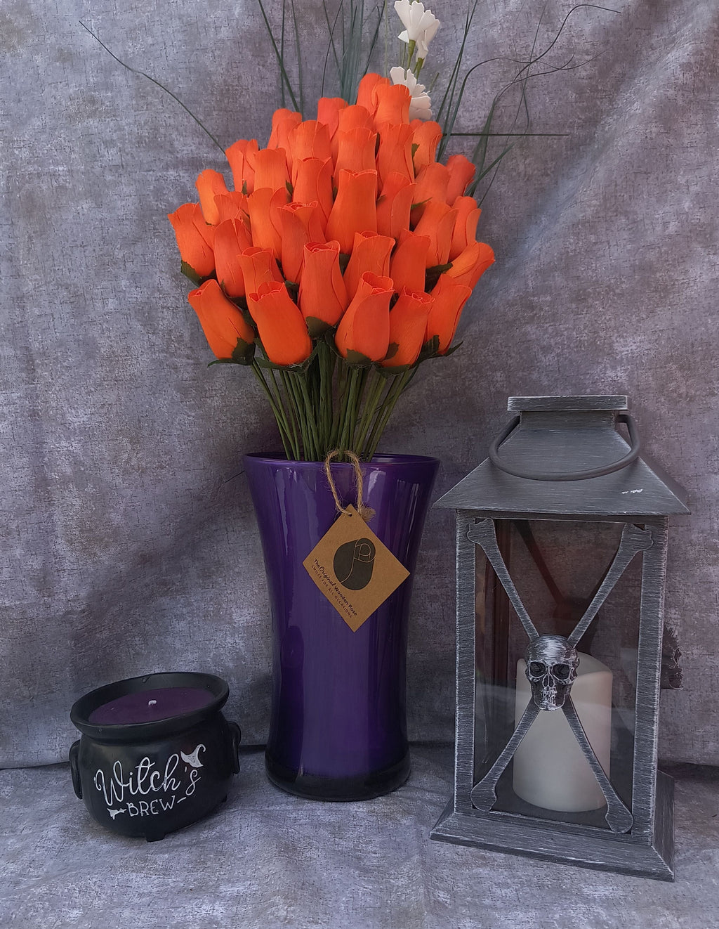 Halloween Wooden Rose Bouquet – All Orange