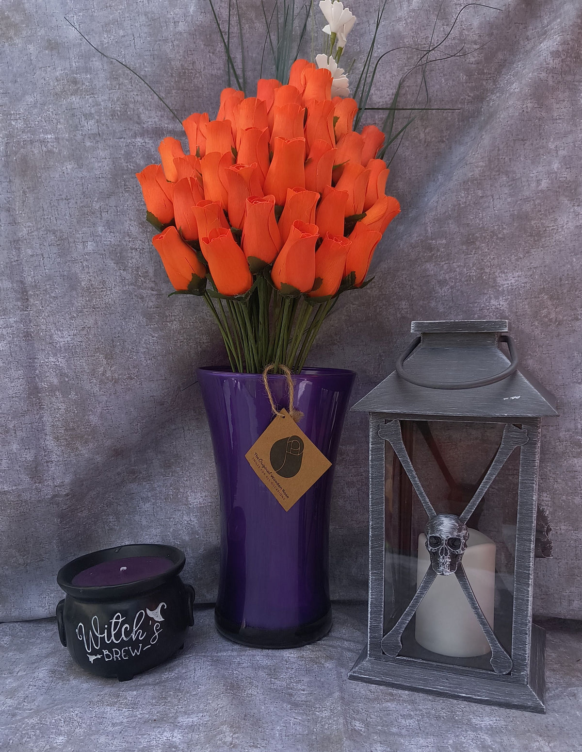Halloween Wooden Rose Bouquet – All Orange