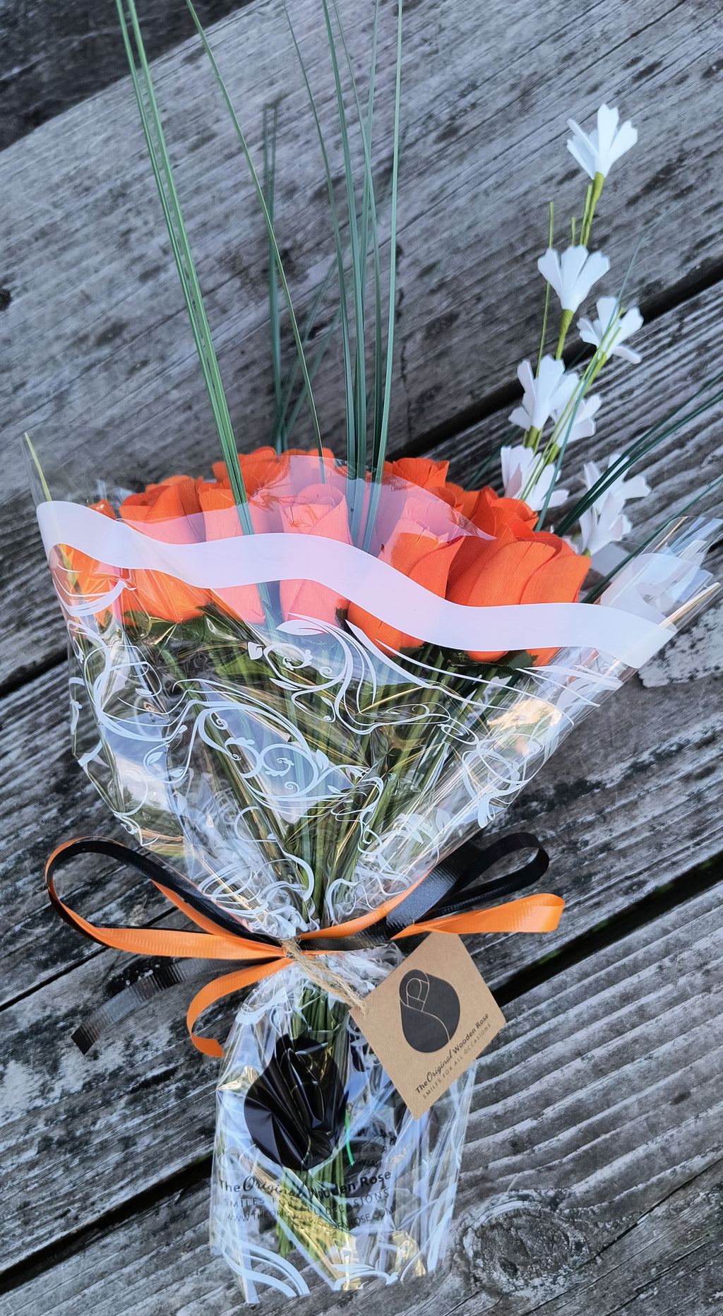 Halloween Wooden Rose Bouquet – All Orange