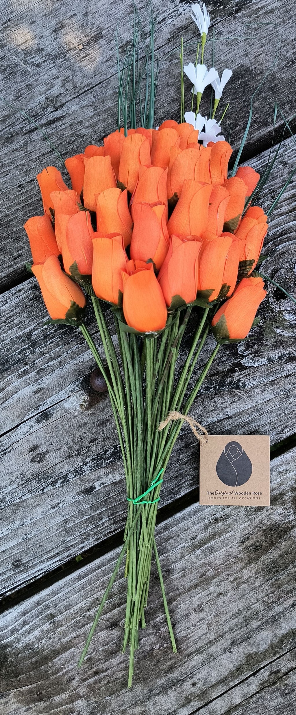 Halloween Wooden Rose Bouquet – All Orange