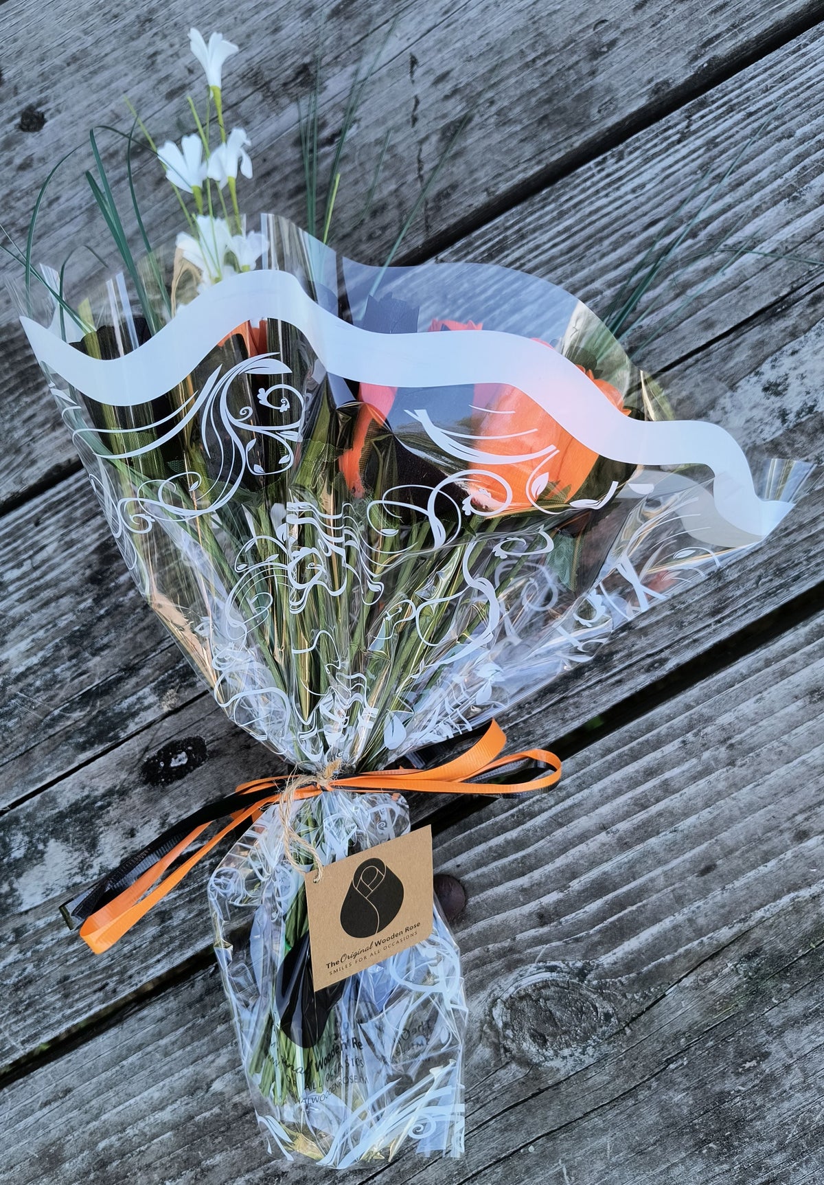 Halloween Wooden Rose Bouquet – Black & Orange
