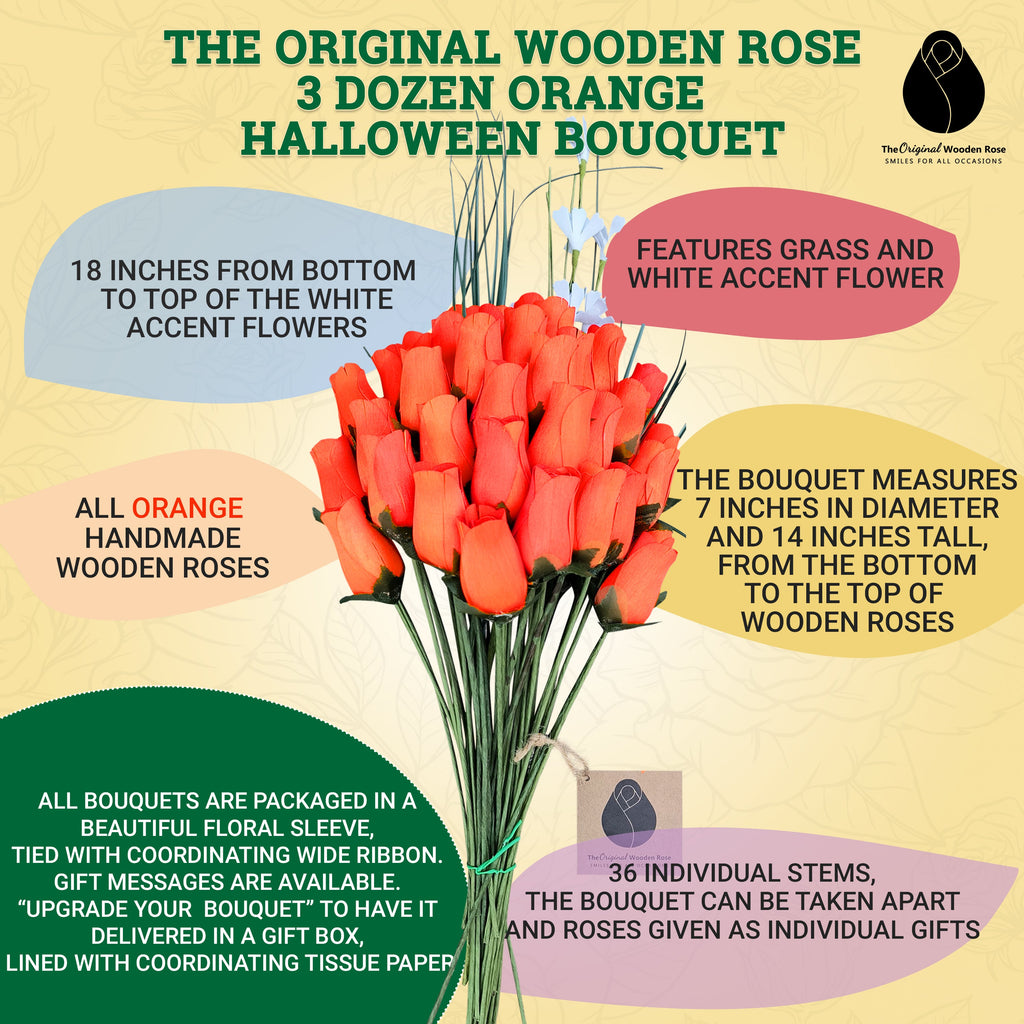 Halloween Wooden Rose Bouquet – All Orange