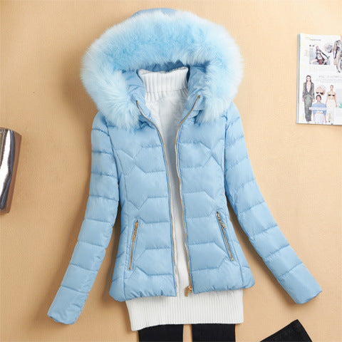 Big Fur Collar Cotton Coat Women