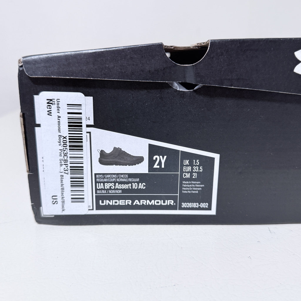 Under Armour Boys Assert 10 AC Running Shoes, Size 2Y, Black