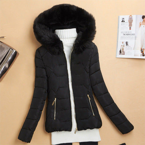Big Fur Collar Cotton Coat Women