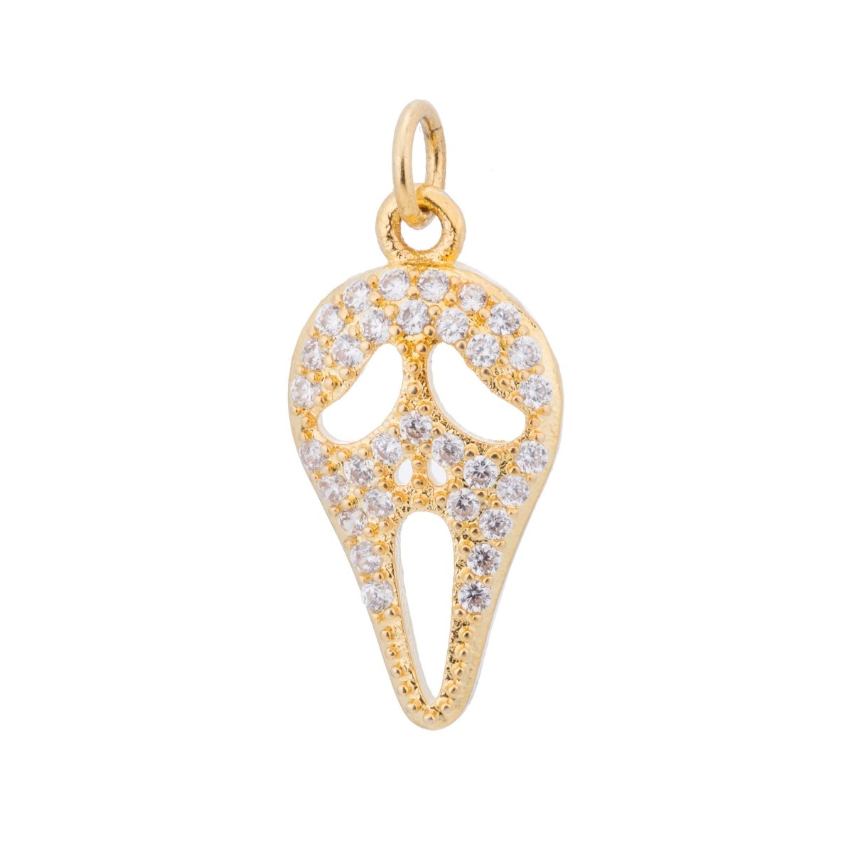Gold Scream Movie Mask, Scary, Halloween, Horror, Cosplay, Craft Cubic Zirconia Bracelet Charm Bead Findings Pendant For Jewelry Making C169