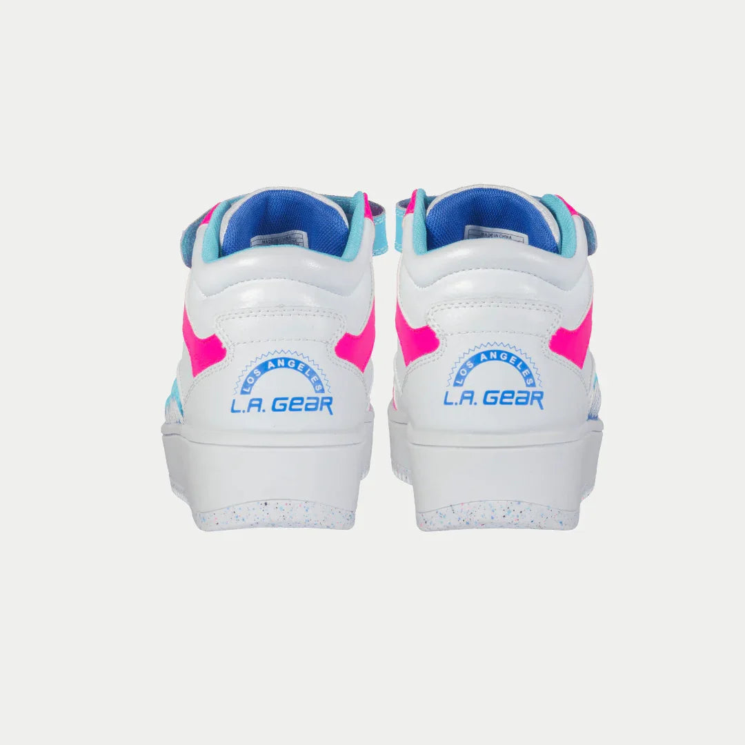 LA Gear Kids Flame Hightop | White x Pink x Blue