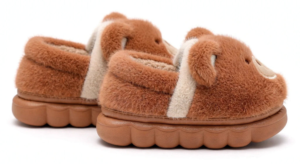 Kids’ Fuzzy Slippers | Bear & Bunny Animal House Shoes