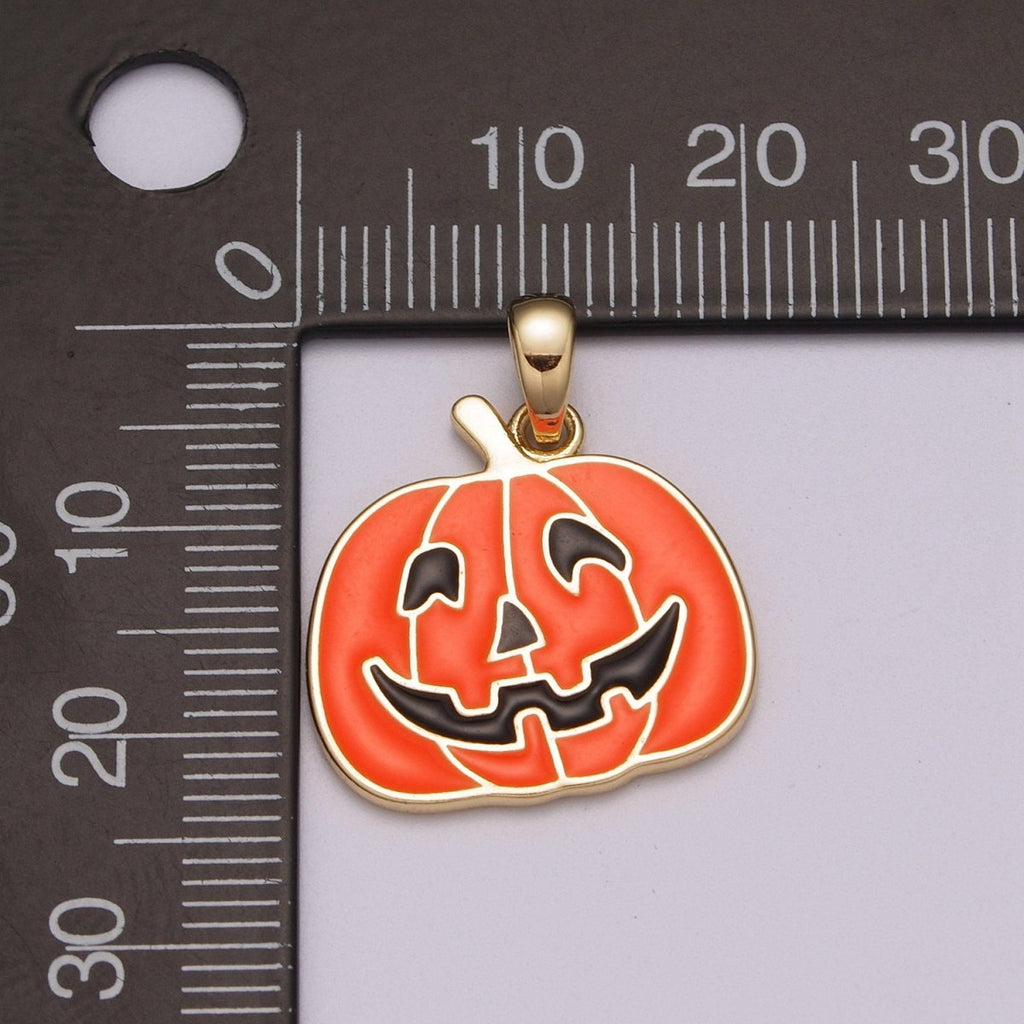 Orange Pumpkin Charm 18K Gold Filled Jack O Lantern Charms Halloween Jewelry Inspired Add on Charm for Necklace Earring Bracelet N-1422